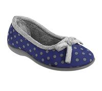 Sleepers Womens Louise Polka Dot Memory Foam Bow Slippers Navy 5 UK