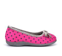 Sleepers Womens Louise Polka Dot Memory Foam Bow Slippers Pink 6 UK