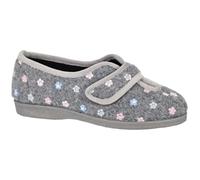 Sleepers Womens Matilda V Cut Touch Fastening Wide Fit Slippers Ladies Wide Fit Slippers Sizes 3-9 Grey (EE Fitting) 8 UK