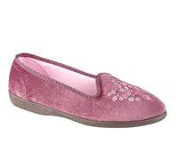 Sleepers Womens Nieta Embroidered Machine Washable Memory Foam Comfort Slippers Womens Comfort Slippers Ladies Slip On Slippers Heather 5 UK