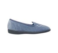 Sleepers Women's Nieta Plain Embroidered Slippers in Dark Blue | Size: 3 Sleepers Dark Blue 3