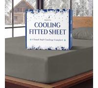 SLEEPHORIA Cooling Fitted Sheet Full Size - 1 PC BreezeWeave Cooling Sheets for Hot Sleepers & Cool Rest w/ 15 in Deep Pocket - Corner Straps, Cloud Soft, Ultra Durable - 52 x 72 in (Cool Grey)