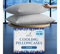 SLEEPHORIA Cooling Pillow Cases for Hot Sleepers, 2 Pack Standard Size Cool Pillow Case Cover with Durable Zipper, Silky Soft & Stays Cool All Night, Gentle on Hair & Skin (Light Grey)