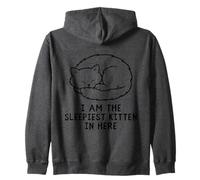 Sleepiest Kitten Funny Cat Nap Saying for Cat Lovers Zip Hoodie