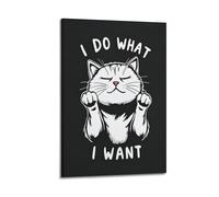 Sleepiing Cat I DO WHAT I WANT Poster Vintage Aesthetic Canvas Painting Wall Art For Living Room 08x12inch(20x30cm) Frame-style