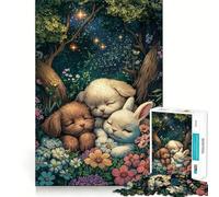 Sleeping Animals in A Forest 1000 Piece Jigsaw Puzzle for Teenagers Recall Upgrade Calm Mind Clear Cut Art Collectible 38x26cm