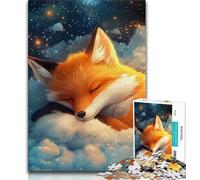 Sleeping Baby Fox Jigsaws Puzzles 1000 Pieces for Adults Gifts,Stress Reliever Staycation Kill Time with Matching Poster And Trivia Sheet (50x75cm)