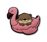 Sleeping Baby Otter On A Pink Inflatable Swan Charm To Fit Crocs