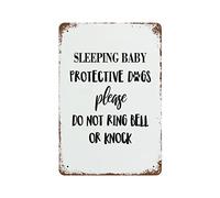 Sleeping Baby Protective Dogs Please Do Not Ring Bell Or Knock Tin Signs Tin Sign for Hanging to Display in Your Home Bar, Garage, Or Restaurant 8x12 Inch