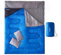 Tuphen Double Sleeping Bag, Sleeping Bag with 2 Pillows, Queen Size XL bag for 2 People, Cold Warm Weather- 3 Seasons, Waterproof Adults Sleeping Bag for Camping, Backpacking or Hiking