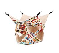 Sleeping Bag Cage for Hamster Sugar Glider, 3 Layer Hamster Hamstery Small Pet Hanging Bed, Hammock with 1 X Hammock for Bird (Beige)