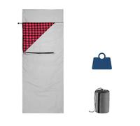Sleeping Bag Flannel Heated Sleeping Bag Liner, Warm And Ultra Light, Outdoor Camping Travel Bed Sheet, With Compression Bag For outdoor use(Grey-Red)