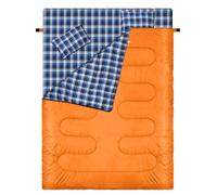 Sleeping Bag for Adults: Sportneer Double Sleeping Bags with 2 Pillows for 3 seasons, Waterproof Lightweight 2 Person Adults Sleeping Bag for Camping, Backpacking, Hiking, Orange