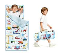 Sleeping Bag for Boys Girls Foldable Nap Mat with Removable Pillow and Minky Blanket Lightweight Warm Toddler Slumber Bag for Bedroom Nursery Travel Gift for Birthday Christmas 24 × 59 In