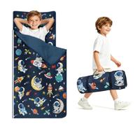 Sleeping Bag for Boys Girls Foldable Nap Mat with Removable Pillow and Minky Blanket Lightweight Warm Toddler Slumber Bag for Bedroom Nursery Travel Gift for Birthday Christmas 24 × 59 In