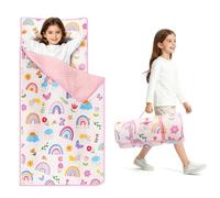 Sleeping Bag for Boys Girls Foldable Nap Mat with Removable Pillow and Minky Blanket Lightweight Warm Toddler Slumber Bag for Bedroom Nursery Travel Gift for Birthday Christmas 24 × 59 In