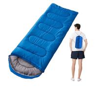 Sleeping Bag Four season universal double splicing outdoor adult camping travel sleeping bag(Blue0.95kg)