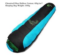 Sleeping Bag Jungle King Thickening Fill Four Holes Cotton Sleeping Bags Fit for Winter Thermal Thickness Camping Travel For outdoor use(Blue 1500g)