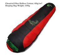 Sleeping Bag Jungle King Thickening Fill Four Holes Cotton Sleeping Bags Fit for Winter Thermal Thickness Camping Travel For outdoor use(Red 1500g)