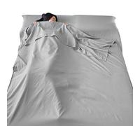 Sleeping Bag Liner, Lightweight Sleeping Bag 210 x 115 cm, Cotton Feel Travel Sheet With Pillow Slot for Camping, Hiking, Hostels & One Of Your Backpacking Essentials