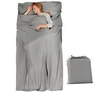 Sleeping Bag Liner Ultralight Travel Sheet 210 x 75 cm | Pillow Pocket Included, Compact 20x20 cm Pack, Breathable Polyester, Bottom Zip Ventilation, Lightweight