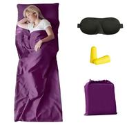 Sleeping Bag Liners Camping Sheets, Travel Sheet Hostels, Hotels Lightweigh Sleeping Bag With Eye Mask and Earplugs (Purple)