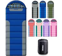 Sleeping Bags for Adults Teens Cold Weather & Warm, 3-4 Seasons, Cotton Flannel Backpacking Sleeping Bag, Lightweight Compact Camping Essentials Equipment, Hiking, Outdoor, Travel(Blue Grey-T)