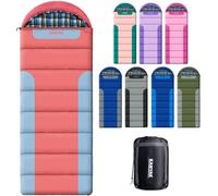 Sleeping Bags for Adults Teens Cold Weather & Warm, 3-4 Seasons, Cotton Flannel Backpacking Sleeping Bag, Lightweight Compact Camping Essentials Equipment, Hiking, Outdoor, Travel(Pink Blue-T)