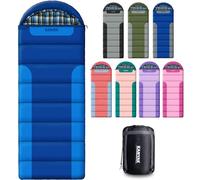 Sleeping Bags for Adults Teens Cold Weather & Warm, 3-4 Seasons, Cotton Flannel Backpacking Sleeping Bag, Lightweight Compact Camping Essentials Equipment, Hiking, Outdoor, Travel(Double Blue-T)