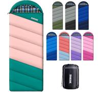 Sleeping Bags for Adults Teens Cold Weather & Warm, 3-4 Seasons, Cotton Flannel Liner Sleeping Bag, Lightweight Compact Camping Essentials Equipment, Hiking, Outdoor, Travel (Bias) (Blue-Green Pink)