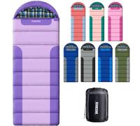 Sleeping Bags for Adults Teens Cold Weather &Warm, 3-4 Seasons, Cotton Flannel Liner Sleeping Bag, Lightweight Compact Camping Essentials Equipment, Hiking, Outdoor, Travel(T-Shaped) (Double Purple)