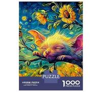 Sleeping Bat 1000-Piece Recycled Cardboard Starry Night Sunflowers Jigsaw Bundle, Concentration Training, Personalised Gift, Wall Decor & After-School Fun 52x38cm/1000pcs