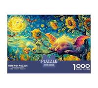 Sleeping Bat 1000Pc Jigsaw Puzzle for School-Aged Fox Sunflowers Children Challenging Puzzle Games Recycled Cardboard 38x26cm/1000pcs