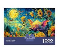 Sleeping Bat Recycled Paper Sunflowers Jigsaw Puzzle Interactive Family Activity 38x26cm/1000pcs