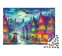 Sleeping Bat Under Moonlight with Flowers 1000 Pc Premium Cardstock Jigsaw Puzzle for Couple Partners, Concentration Training, Indoor Leisure, Perfect Housewarming Gift 52x38cm/1000pcs