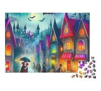 Sleeping Bat Under Moonlight with Flowers Jigsaw Puzzle Adults Jigsaws Castle Collector Relaxation Office Break Gift 1000 Pieces 38x26cm/1000pcs