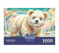 Sleeping Bear 1000 Pc Cardboard Puzzle Cute Bear in Vivid Meadow Puzzle Gift for Women Concentration Training Office Break Sturdy Cardboard Puzzle Of The Month 52x38cm/1000pcs