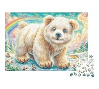 Sleeping Bear 1000 Piece Puzzle for Adults Recycled Paper Jigsaw Puzzle Fluffy Dog on Rainbow Fun And Challenging Family Game Great Gift Idea Perfect for Game Nights 52x38cm/1000pcs
