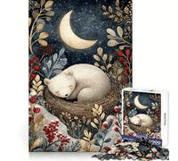 Sleeping Bear Cub Under Crescent Moon Jigsaw Puzzle 1000 Piece for Teenagers Clear Logic Toy Easy Leisure Perfect Cut Birthday Gift 38x52cm