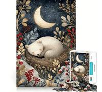 Sleeping Bear Cub Under Crescent Moon Jigsaw Puzzle 1000 Piece for Teenagers Clear Logic Toy Easy Leisure Perfect Cut Birthday Gift 38x52cm