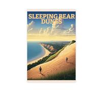 Sleeping Bear Dunes Michigan Living Room Wall Art Vintage Travel Beacon Canvas Art Wall Decor Posters Home Bar Restaurant Garage Cafe Logo Gift 12x18inch(30x45cm)