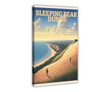 Sleeping Bear Dunes Michigan Living Room Wall Art Vintage Travel Beacon Canvas Modern Poster Wall Art Prints Paintings Living Room Bedroom Decor 24x36inch(60x90cm)