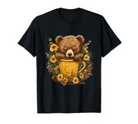 Sleeping Bear Floral Cup Napping Bear Lover Sleepy Animal T-Shirt