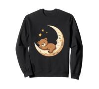Sleeping Bear Illustration on Crescent Moon Sweatshirt