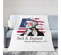 Sleeping Blanket Suck It England Funny 4Th Of July George Washington 1776, Fleece Blanket Soft Bed Blanket Versatile Flannel Fleece For Sofa Winter Bedroom 125X150cm