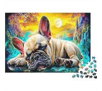 Sleeping Bulldog 1000Pc Jigsaw Puzzles for Adults | Educational Game Bulldog Napping Big Moon Gift for Men & Women 52x38cm/1000pcs