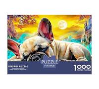 Sleeping Bulldog Recycled Cardboard Jigsaws Puzzles 1000Pc for Senior Citizens Bulldog Sleeping Classic Educational Games 38x26cm/1000pcs