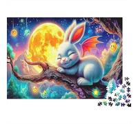 Sleeping Bunnies 1000Pc Jigsaw Puzzle for Men & Women Winged Rabbit on Branch Fun Present & Home Activity | Wall Decoration 52x38cm/1000pcs