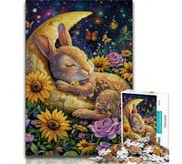 Sleeping Bunny 1000 Piece Jigsaw Puzzles for Teenagers,Toys Educational Games Stress Relieving Suitable for Desktop Decoration (38x26cm)