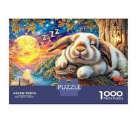 Sleeping Bunny 1000 Piece Jigsaw Puzzles Rabbit in Flower Field for Adult Educational Game Home Decoration Difficult Challenging Male And Female Birthday 52x38cm/1000pcs Gifts